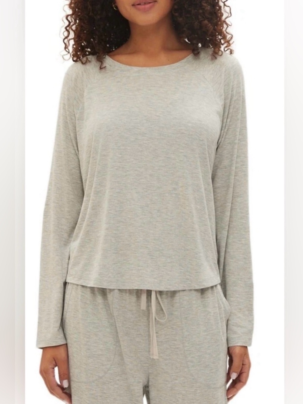 GAP GapBody Women's Long-Sleeve Crewneck Pajama Top - Grey - Size L AMX